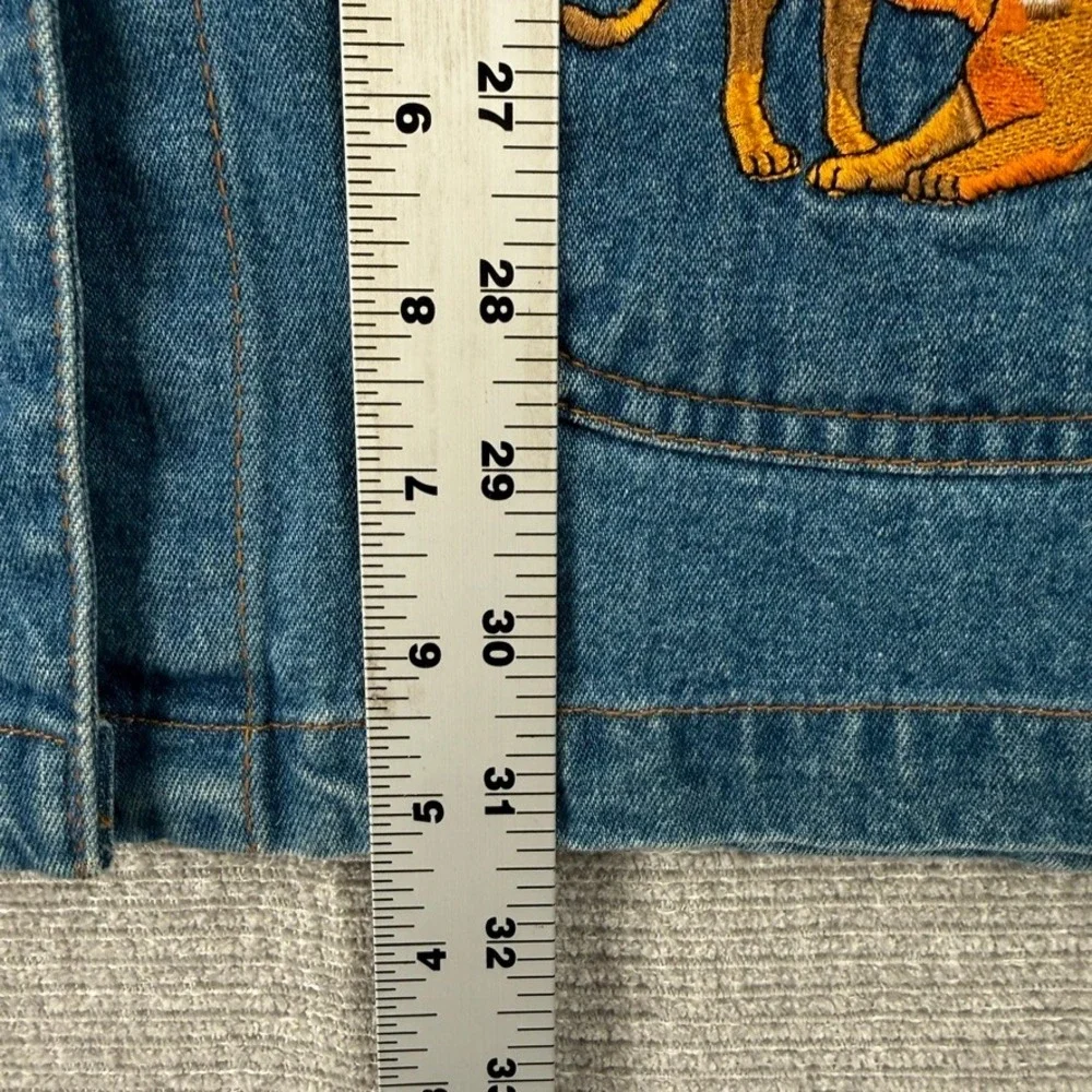 Vintage Casey Coleman Denim Safari Animal Chore Jacket Women ML Embroidered Boho - Picture 5 of 13